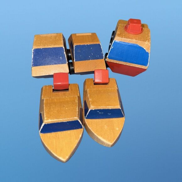 1972 Mattel Wooden Putt Putt Train Engine Cars Boats Construction Vehicles - Picture 13 of 14